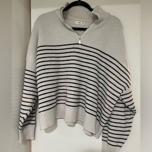 Striped Sweater with Zipper